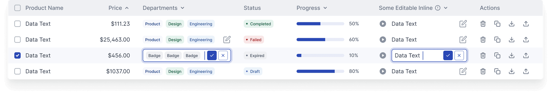 Data tables component example