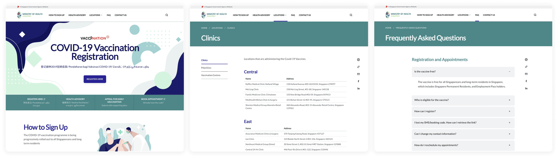I created the structure, prepared the content and images and coded vaccine.gov.sg