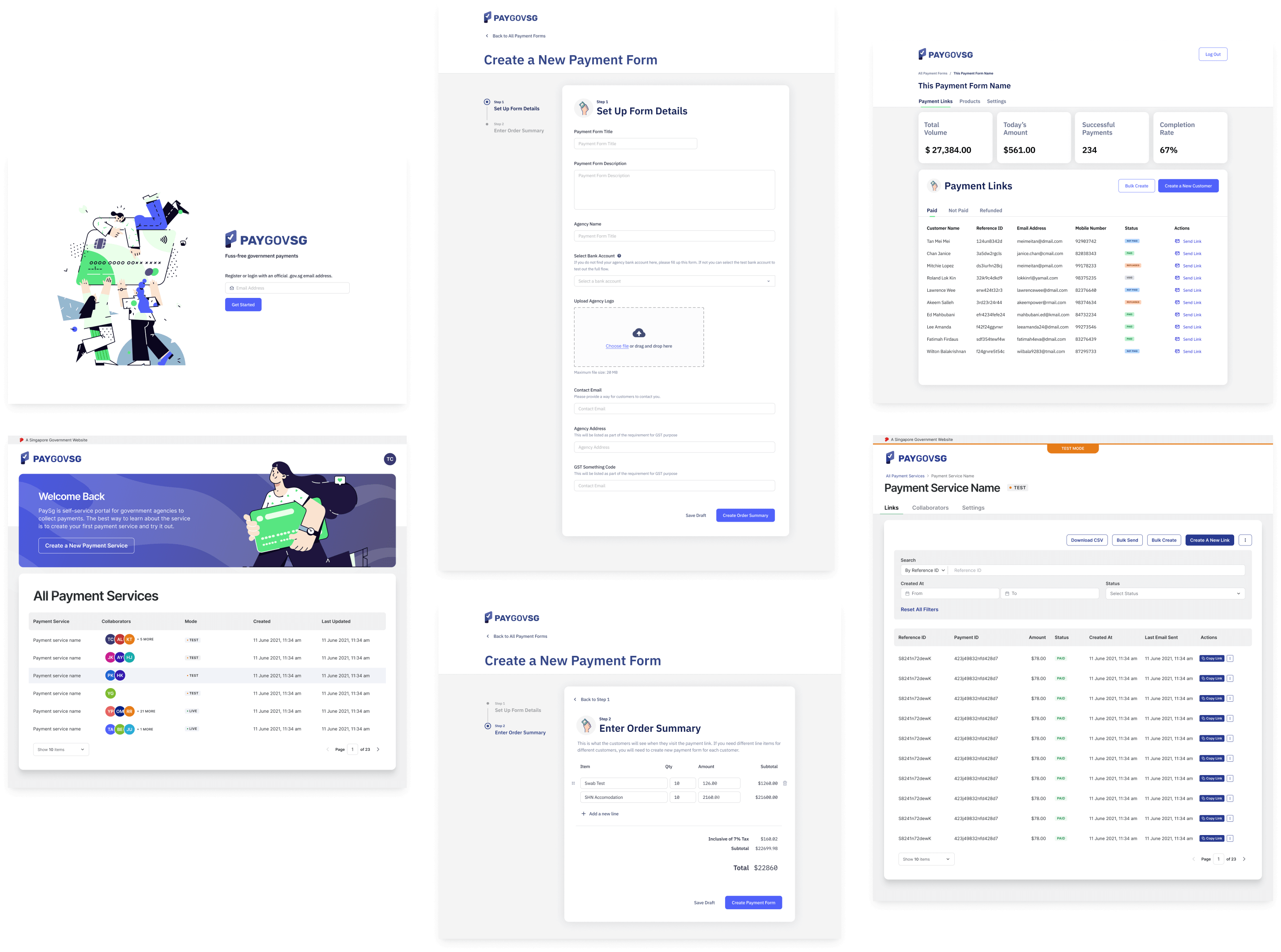 Mock up of admin view for the public servants